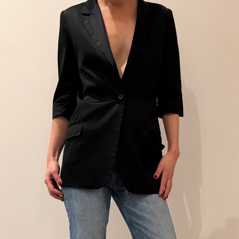 Elizabeth and James Black Single-Button Relaxed Blazer
